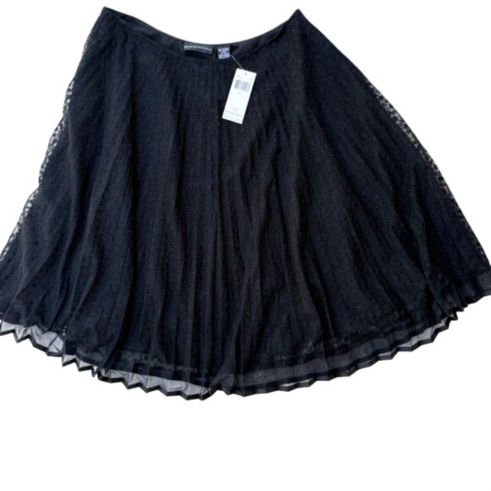 VTG 90s Dana Buchman‎ Full Cut-Away Eyelelet Mini Skirts Size 12 Black